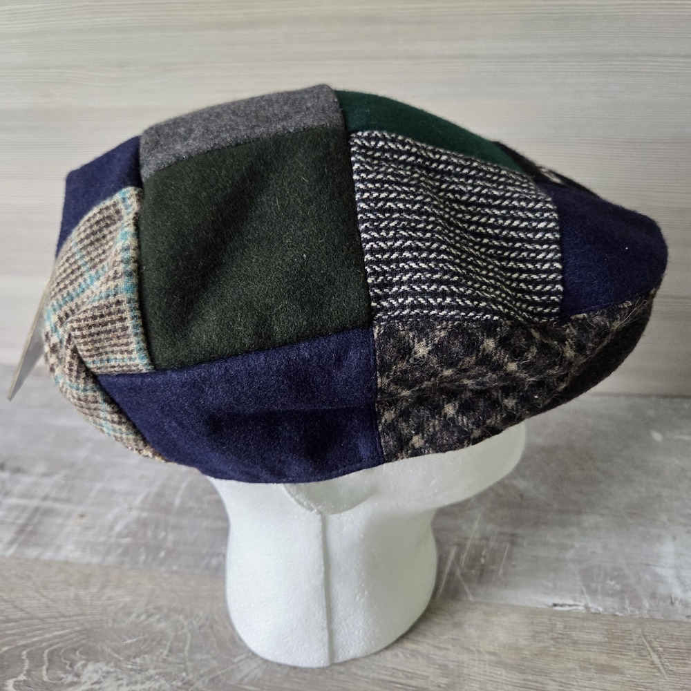 Guinness Patchwork Tweed Flat Cap Newsboy Cabbie Hat Men's Large 61cm NWT - Picture 5 of 15